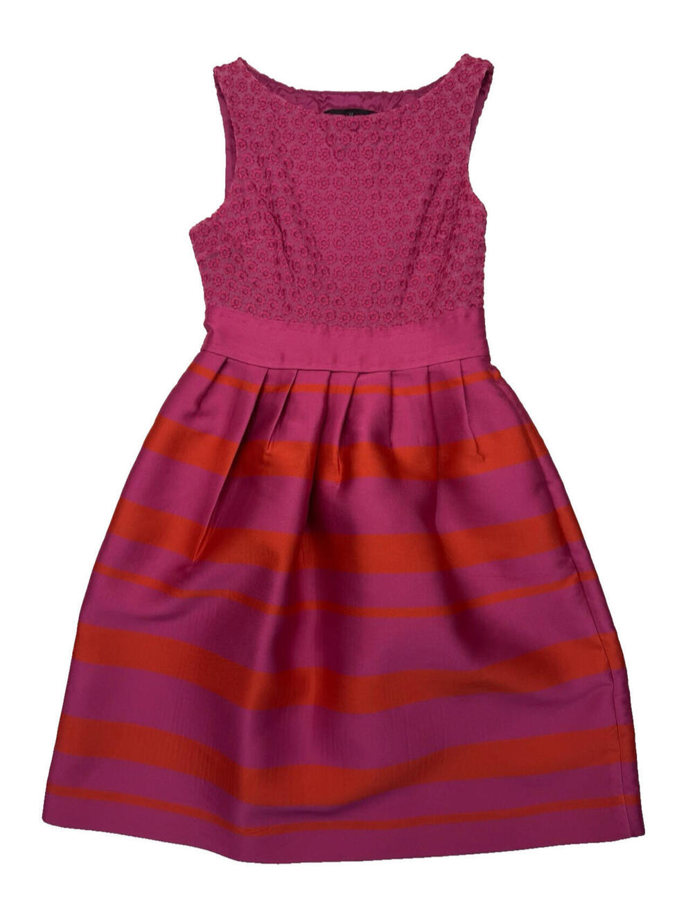 Carolina Herrera Silk Blend Sleeveless Bodice Dress Fushia Red Size US 4